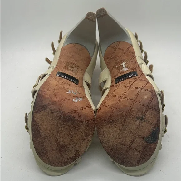 L.A.M.B. Sexy Cream Leather Strappy Platform Stiletto Heels Shoes **Size 7.5**🔥🔥 - Picture 8 of 11